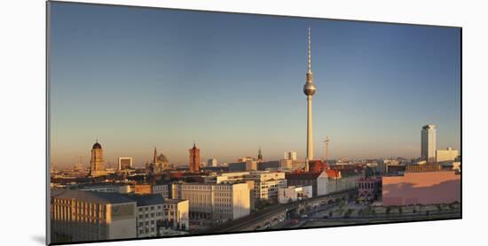 View over Alexanderstrasse to TV Tower, Rotes Rathaus (Red Town Hall), Hotel Park Inn and Alexa sho-Markus Lange-Mounted Photographic Print