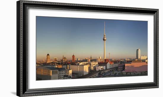 View over Alexanderstrasse to TV Tower, Rotes Rathaus (Red Town Hall), Hotel Park Inn and Alexa sho-Markus Lange-Framed Photographic Print