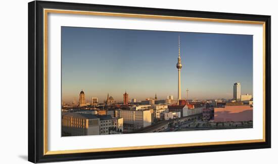 View over Alexanderstrasse to TV Tower, Rotes Rathaus (Red Town Hall), Hotel Park Inn and Alexa sho-Markus Lange-Framed Photographic Print