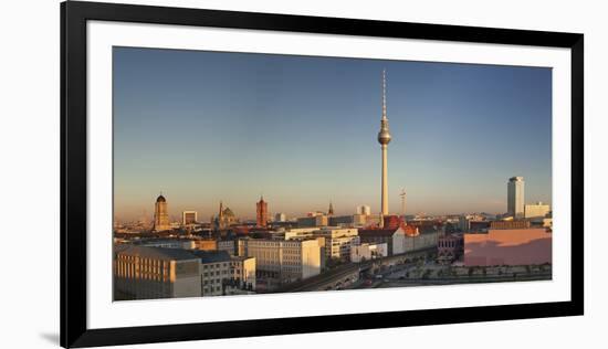 View over Alexanderstrasse to TV Tower, Rotes Rathaus (Red Town Hall), Hotel Park Inn and Alexa sho-Markus Lange-Framed Photographic Print