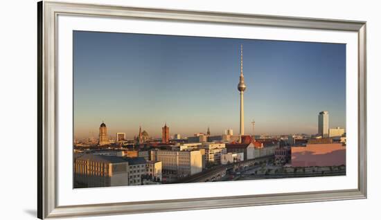 View over Alexanderstrasse to TV Tower, Rotes Rathaus (Red Town Hall), Hotel Park Inn and Alexa sho-Markus Lange-Framed Photographic Print