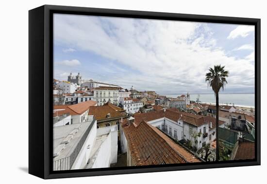 View over Alfama District and Cathedral SŽ, Lisbon, Portugal-Axel Schmies-Framed Premier Image Canvas