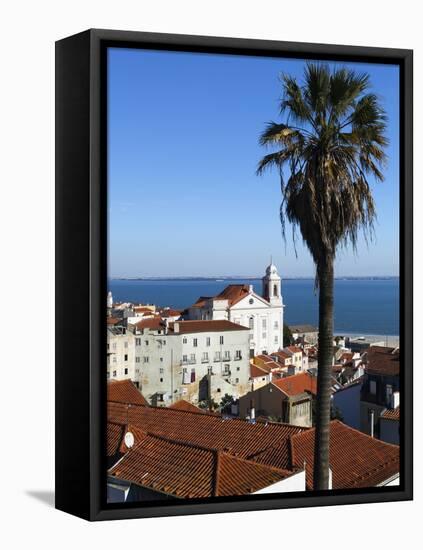 View over Alfama District from Miradouro Das Portas Do Sol, Alfama, Lisbon, Portugal, Europe-Stuart Black-Framed Premier Image Canvas