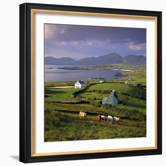 View over Allihies and Ballydonegan Bay, Beara Peninsula, County Cork, Munster, Republic of Ireland-Stuart Black-Framed Photographic Print