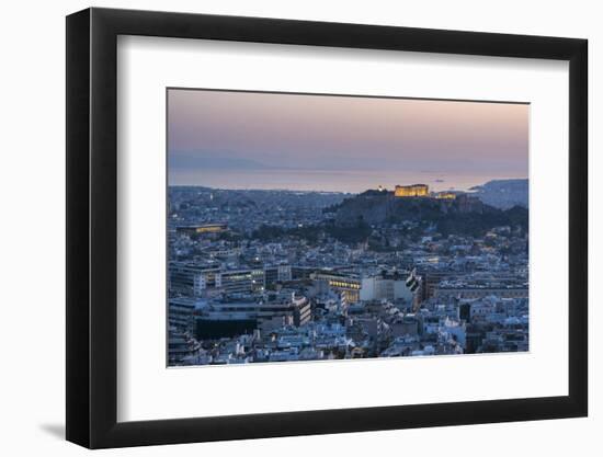 View over Athens and The Acropolis at sunset from Likavitos Hill, Athens, Attica Region, Greece-Matthew Williams-Ellis-Framed Photographic Print