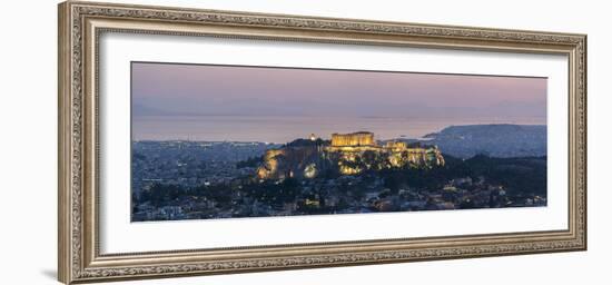 View over Athens and The Acropolis, at sunset from Likavitos Hill, Athens, Attica Region, Greece-Matthew Williams-Ellis-Framed Photographic Print