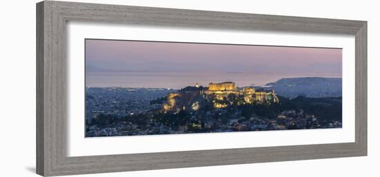 View over Athens and The Acropolis, at sunset from Likavitos Hill, Athens, Attica Region, Greece-Matthew Williams-Ellis-Framed Photographic Print