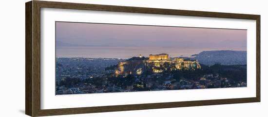 View over Athens and The Acropolis, at sunset from Likavitos Hill, Athens, Attica Region, Greece-Matthew Williams-Ellis-Framed Photographic Print