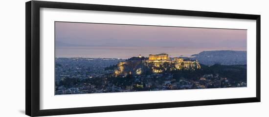 View over Athens and The Acropolis, at sunset from Likavitos Hill, Athens, Attica Region, Greece-Matthew Williams-Ellis-Framed Photographic Print