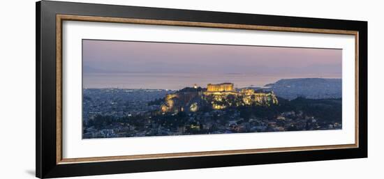 View over Athens and The Acropolis, at sunset from Likavitos Hill, Athens, Attica Region, Greece-Matthew Williams-Ellis-Framed Photographic Print