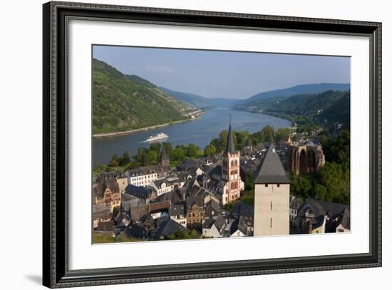 View over Bacharach and River Rhine, Rhine Valley, Germany-Peter Adams-Framed Photographic Print