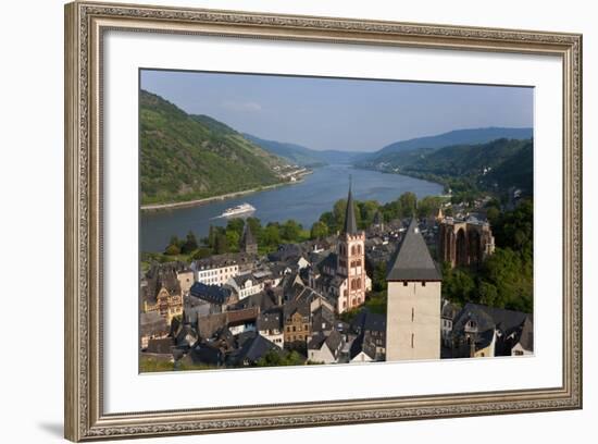 View over Bacharach and River Rhine, Rhine Valley, Germany-Peter Adams-Framed Photographic Print