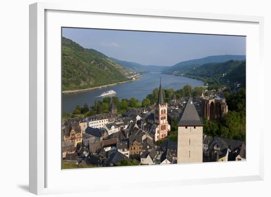 View over Bacharach and River Rhine, Rhine Valley, Germany-Peter Adams-Framed Photographic Print