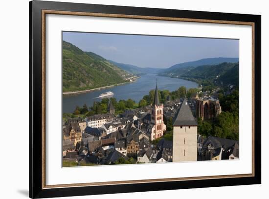 View over Bacharach and River Rhine, Rhine Valley, Germany-Peter Adams-Framed Photographic Print