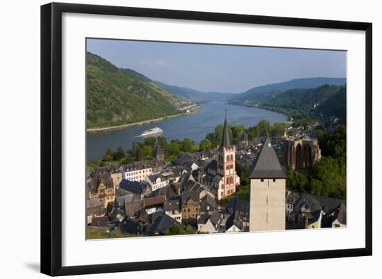 View over Bacharach and River Rhine, Rhine Valley, Germany-Peter Adams-Framed Photographic Print