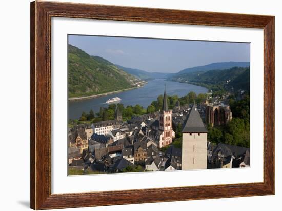 View over Bacharach and River Rhine, Rhine Valley, Germany-Peter Adams-Framed Photographic Print