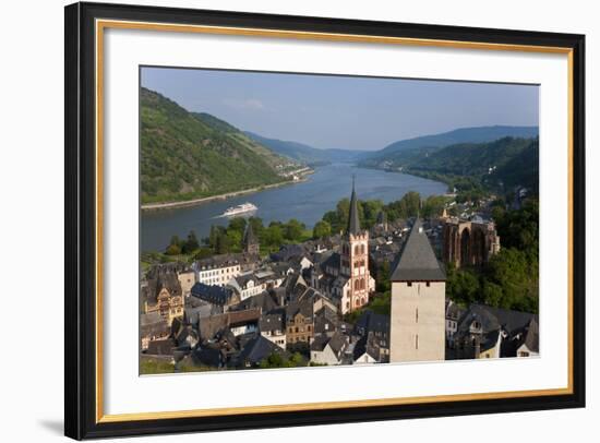 View over Bacharach and River Rhine, Rhine Valley, Germany-Peter Adams-Framed Photographic Print