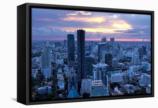 View over Bangkok at Sunset from the Vertigo Bar on the Roof the Banyan Tree Hotel-Lee Frost-Framed Premier Image Canvas