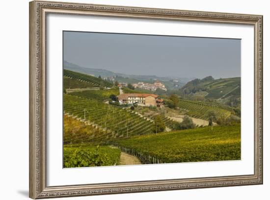 View over Barolo Village and Vineyards, Langhe, Cuneo District, Piedmont, Italy, Europe-Yadid Levy-Framed Photographic Print