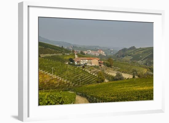 View over Barolo Village and Vineyards, Langhe, Cuneo District, Piedmont, Italy, Europe-Yadid Levy-Framed Photographic Print