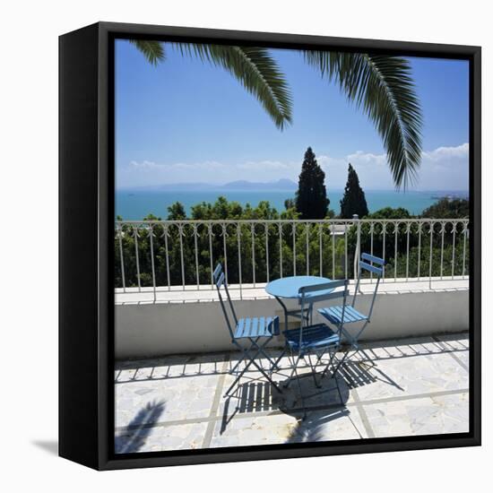 View over Bay of Tunis from Terrace of Dar Said Hotel, Sidi Bou Said, Tunisia, North Africa, Africa-Stuart Black-Framed Premier Image Canvas