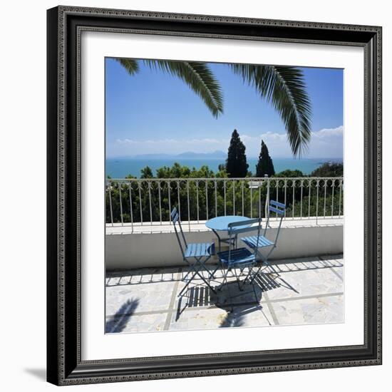 View over Bay of Tunis from Terrace of Dar Said Hotel, Sidi Bou Said, Tunisia, North Africa, Africa-Stuart Black-Framed Photographic Print