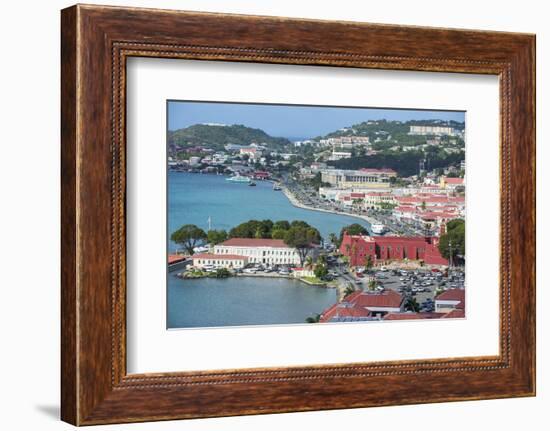 View over Charlotte Amalie, capital of St. Thomas, with Fort Christian, US Virgin Islands, West Ind-Michael Runkel-Framed Photographic Print