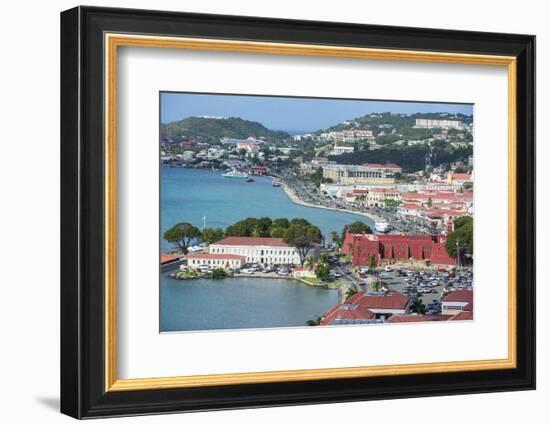 View over Charlotte Amalie, capital of St. Thomas, with Fort Christian, US Virgin Islands, West Ind-Michael Runkel-Framed Photographic Print