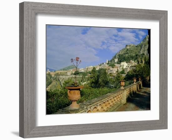 View Over City from the Public Gardens, Taormina, Sicily, Italy, Europe-Sheila Terry-Framed Photographic Print