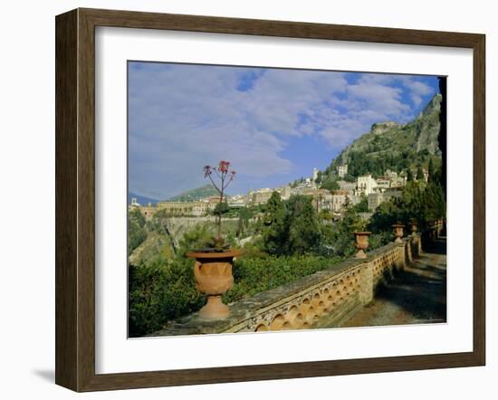 View Over City from the Public Gardens, Taormina, Sicily, Italy, Europe-Sheila Terry-Framed Photographic Print