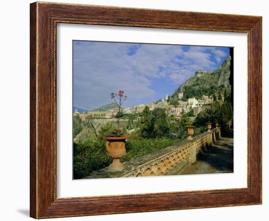 View Over City from the Public Gardens, Taormina, Sicily, Italy, Europe-Sheila Terry-Framed Photographic Print