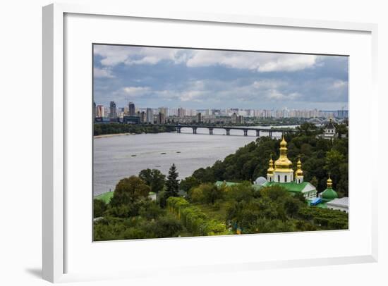 View over City, the Kiev-Pechersk Lavra and the Dnieper River, Kiev (Kyiv), Ukraine, Europe-Michael Runkel-Framed Photographic Print
