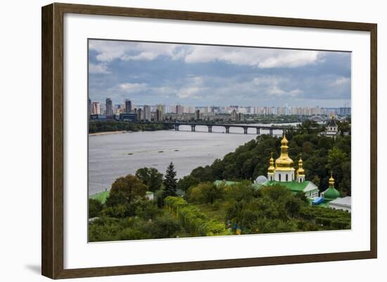 View over City, the Kiev-Pechersk Lavra and the Dnieper River, Kiev (Kyiv), Ukraine, Europe-Michael Runkel-Framed Photographic Print