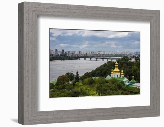 View over City, the Kiev-Pechersk Lavra and the Dnieper River, Kiev (Kyiv), Ukraine, Europe-Michael Runkel-Framed Photographic Print