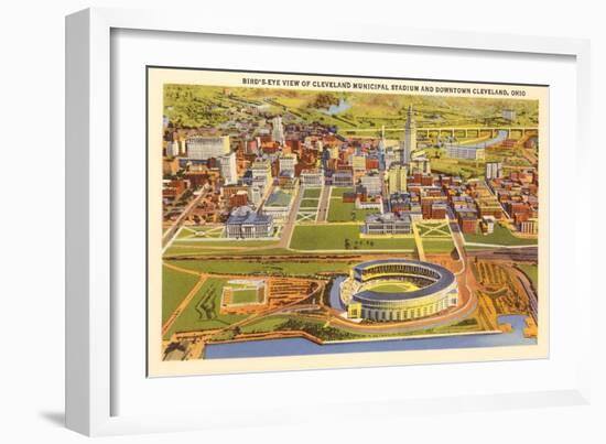 View over Cleveland Stadium, Cleveland, Ohio-null-Framed Art Print