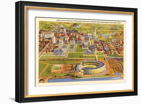 View over Cleveland Stadium, Cleveland, Ohio-null-Framed Art Print
