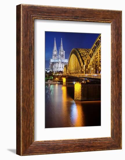 View over Cologne in the Evening, North Rhine-Westphalia, Germany-Steve Simon-Framed Photographic Print