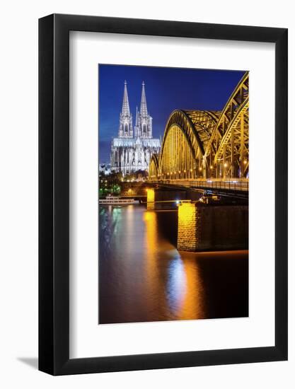 View over Cologne in the Evening, North Rhine-Westphalia, Germany-Steve Simon-Framed Photographic Print