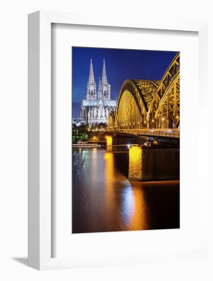 View over Cologne in the Evening, North Rhine-Westphalia, Germany-Steve Simon-Framed Photographic Print