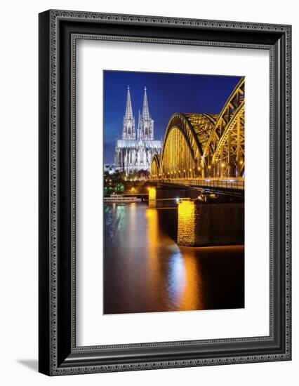 View over Cologne in the Evening, North Rhine-Westphalia, Germany-Steve Simon-Framed Photographic Print