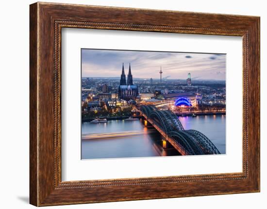 View over Cologne in the Evening, North Rhine-Westphalia, Germany-Steve Simon-Framed Photographic Print