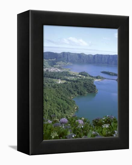 View Over Crater Lake, Sete Citades, San Miguel, Azores Islands, Portugal, Atlantic-David Lomax-Framed Premier Image Canvas