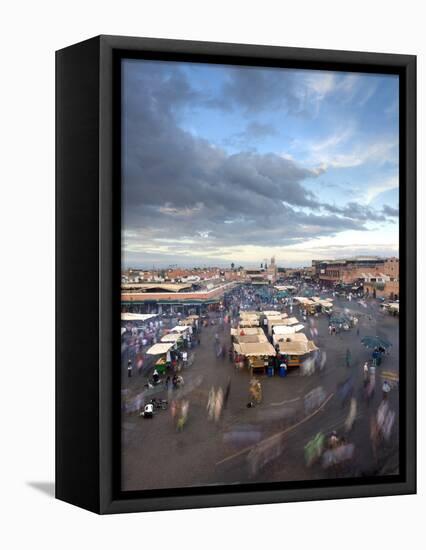 View Over Djemaa El Fna at Dusk With Foodstalls and Crowds of People, Marrakech, Morocco-Lee Frost-Framed Premier Image Canvas