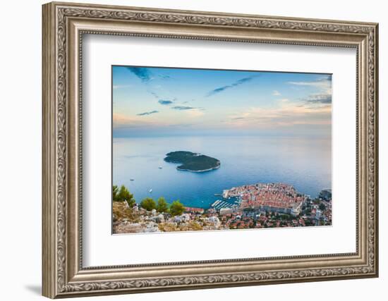 View over Dubrovnik, Lokum Island and Adriatic Sea, Dubrovnik, Dalmatian Coast, Croatia, Europe-Matthew Williams-Ellis-Framed Photographic Print