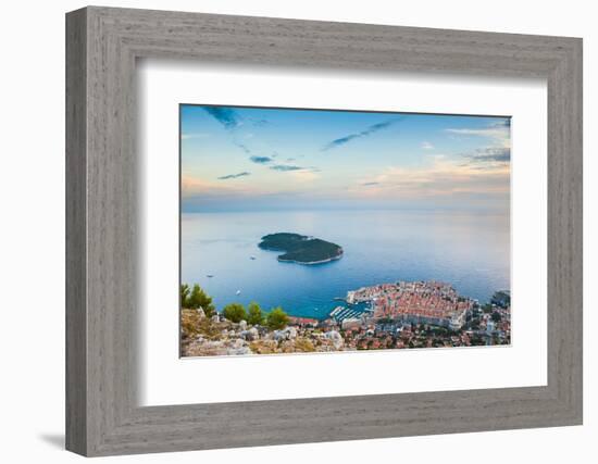 View over Dubrovnik, Lokum Island and Adriatic Sea, Dubrovnik, Dalmatian Coast, Croatia, Europe-Matthew Williams-Ellis-Framed Photographic Print