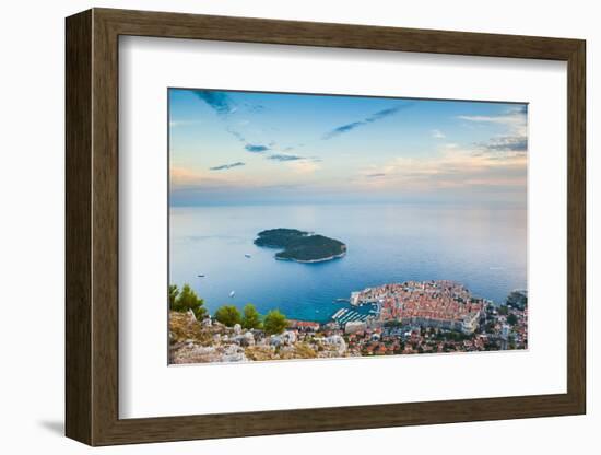 View over Dubrovnik, Lokum Island and Adriatic Sea, Dubrovnik, Dalmatian Coast, Croatia, Europe-Matthew Williams-Ellis-Framed Photographic Print