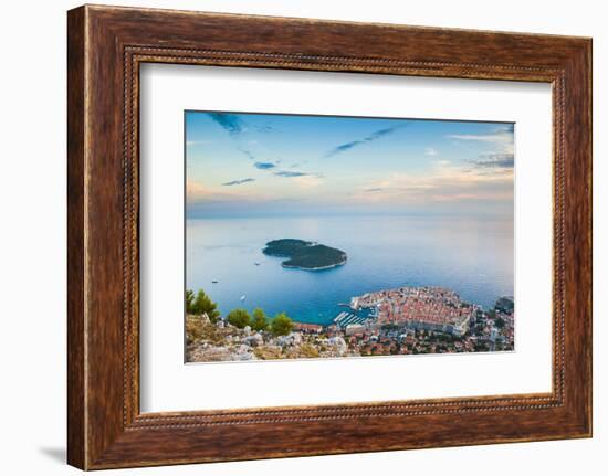 View over Dubrovnik, Lokum Island and Adriatic Sea, Dubrovnik, Dalmatian Coast, Croatia, Europe-Matthew Williams-Ellis-Framed Photographic Print