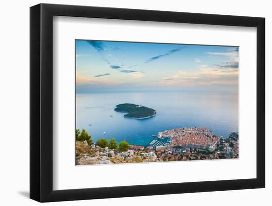 View over Dubrovnik, Lokum Island and Adriatic Sea, Dubrovnik, Dalmatian Coast, Croatia, Europe-Matthew Williams-Ellis-Framed Photographic Print