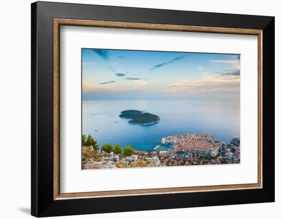 View over Dubrovnik, Lokum Island and Adriatic Sea, Dubrovnik, Dalmatian Coast, Croatia, Europe-Matthew Williams-Ellis-Framed Photographic Print