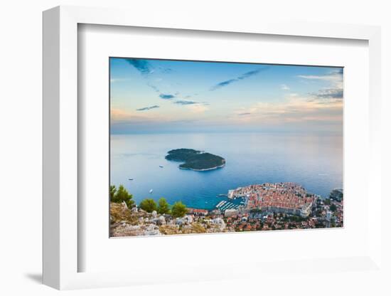 View over Dubrovnik, Lokum Island and Adriatic Sea, Dubrovnik, Dalmatian Coast, Croatia, Europe-Matthew Williams-Ellis-Framed Photographic Print